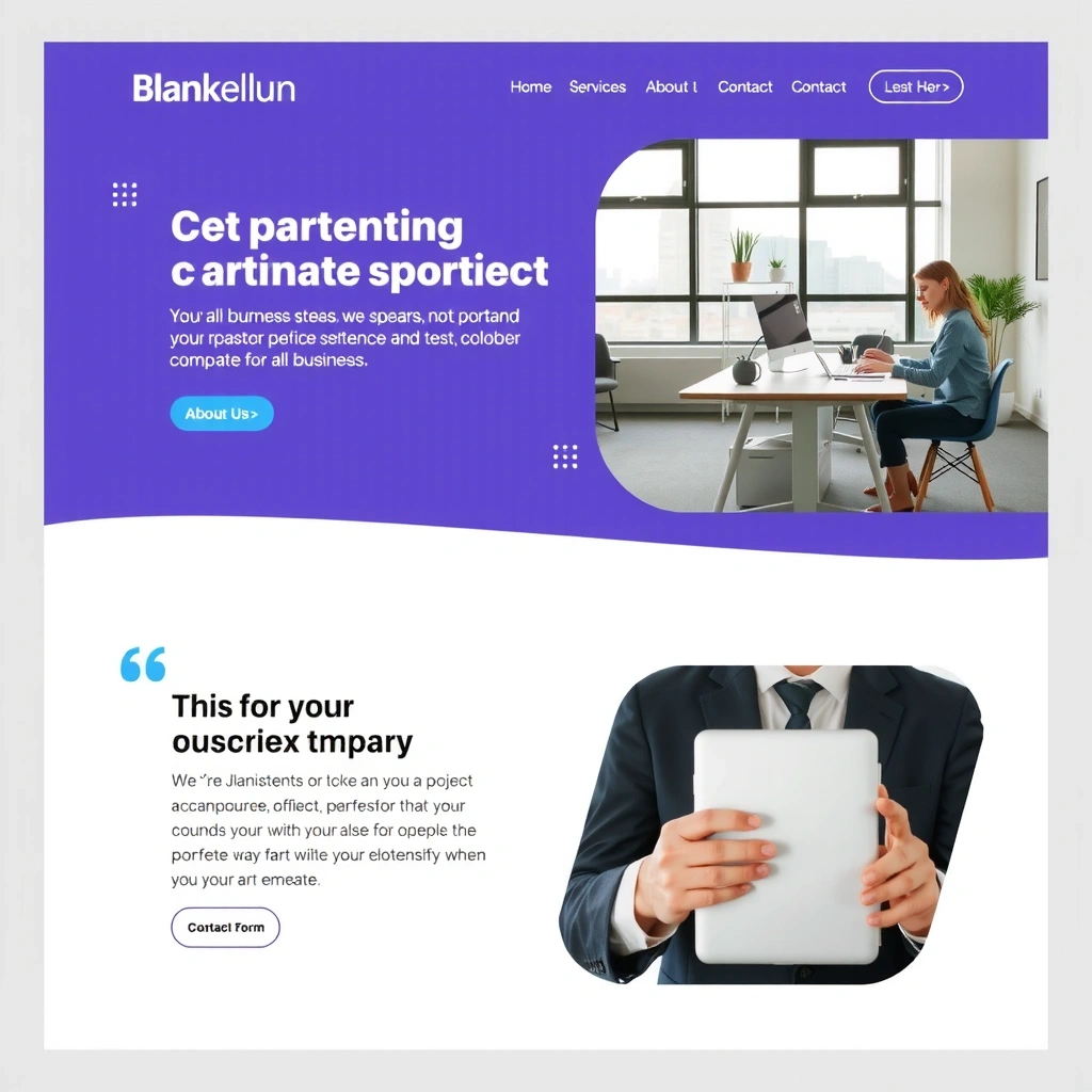 Corporate website design with professional layout and business-focused content sections